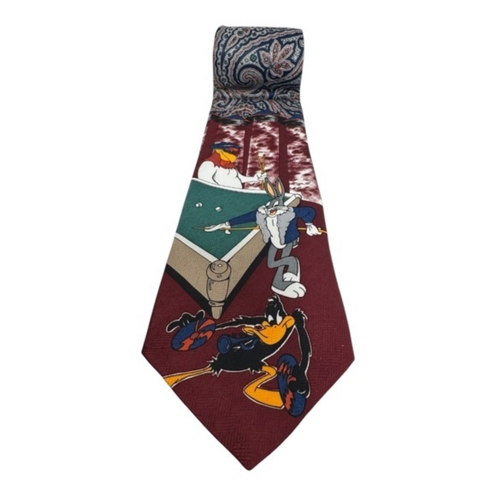 Looney Tunes Neck Tie Mens Paisley Daffy Duck Bugs Bunny Fog Horn Leg Horn Pool